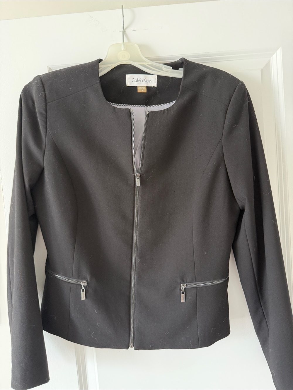 Calvin Klein Women's Black Zip-Up Tailored Jacket